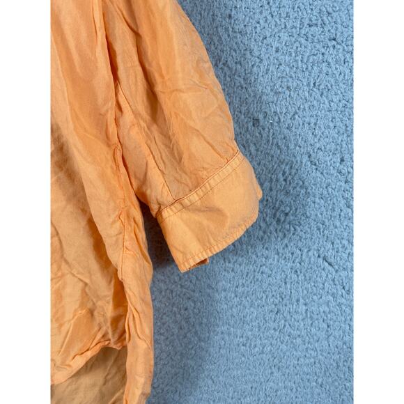 Chambrai Women's Orange Flowy Button Up Top Size M - Picture 9 of 11